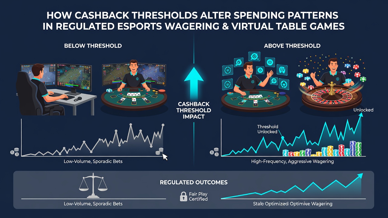 Illustration of virtual table game interfaces with cashback progression indicators