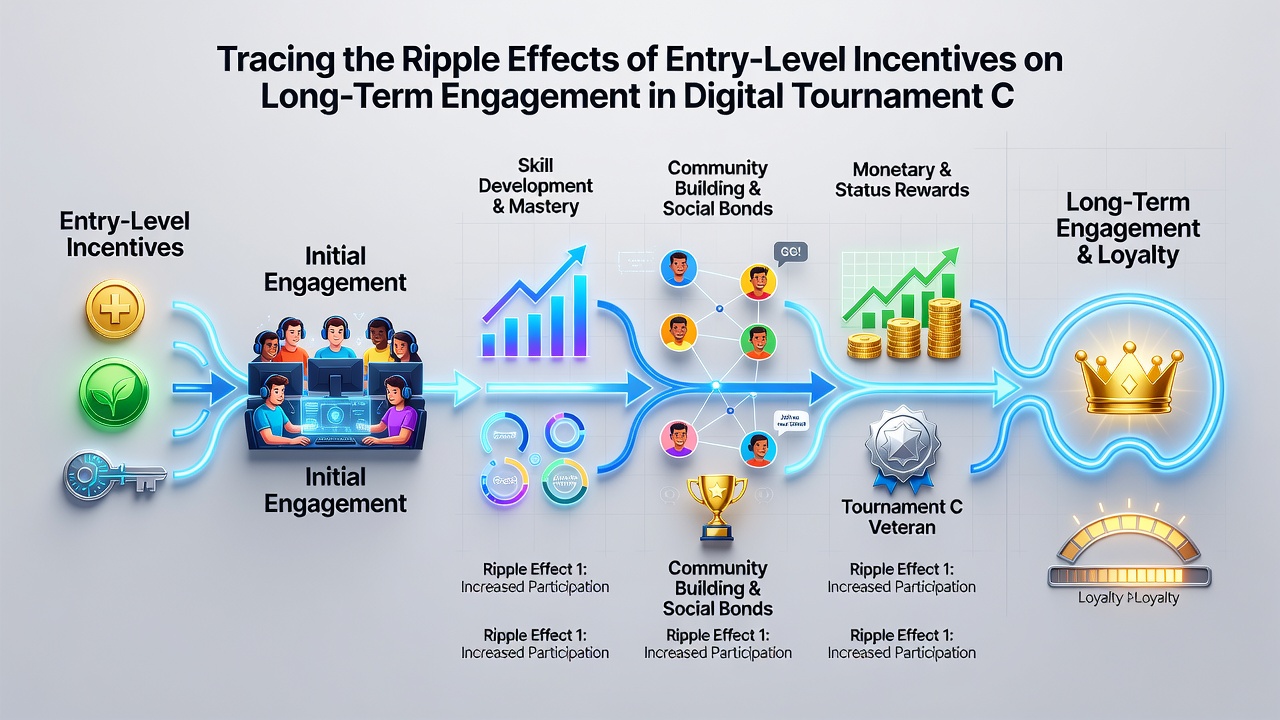 Graph illustrating retention rates and engagement metrics over 12 months in digital tournaments